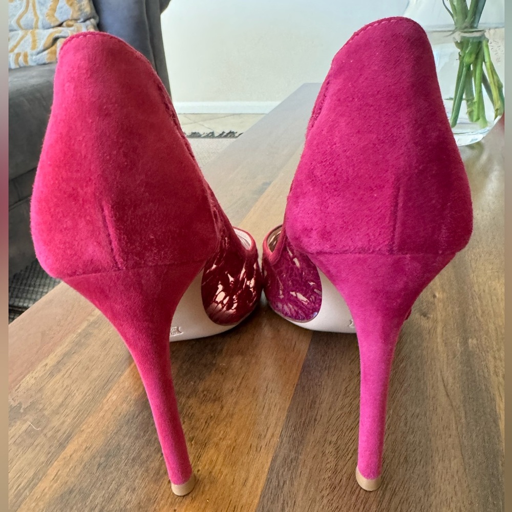 Gianvito Rossi Magenta Lace Heels - Picture 6 of 9